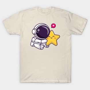 Cute Astronaut Hug Cute Star Cartoon T-Shirt